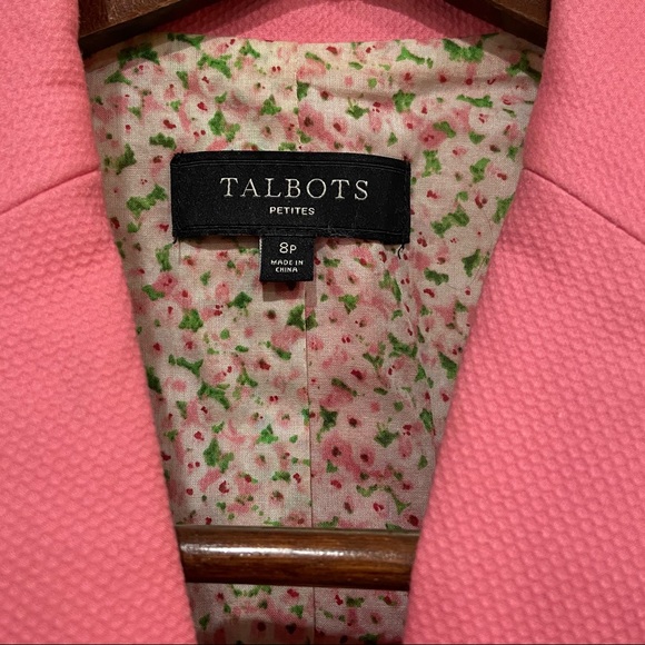 Talbot's Pink 7/8 Sleeve One Button Blazer Size 8 Petite - Picture 10 of 15